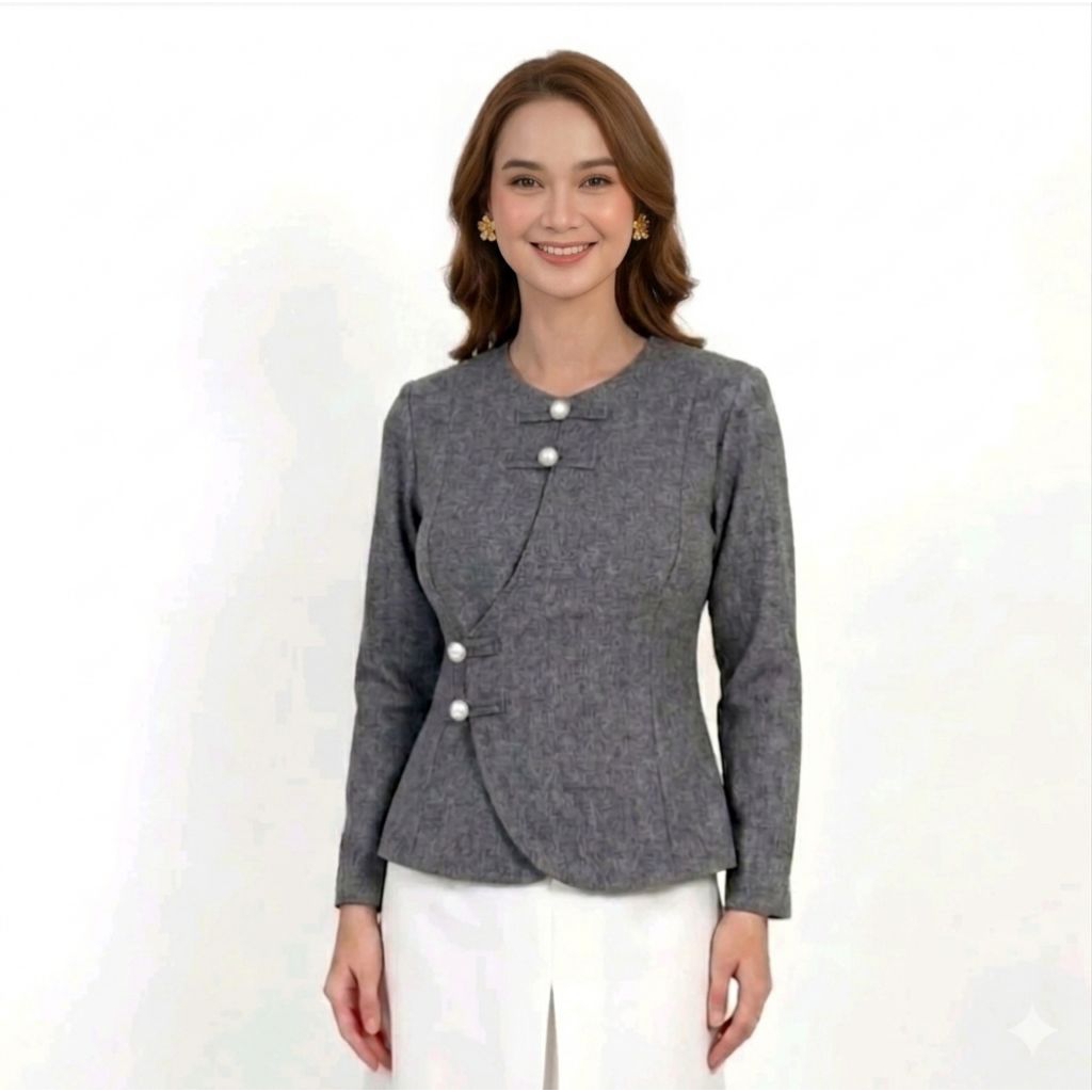 Hikari Blouse Top Atasan Blazer Wanita Choengsam Blouse Wanita Kancing Sanghai Choengsam