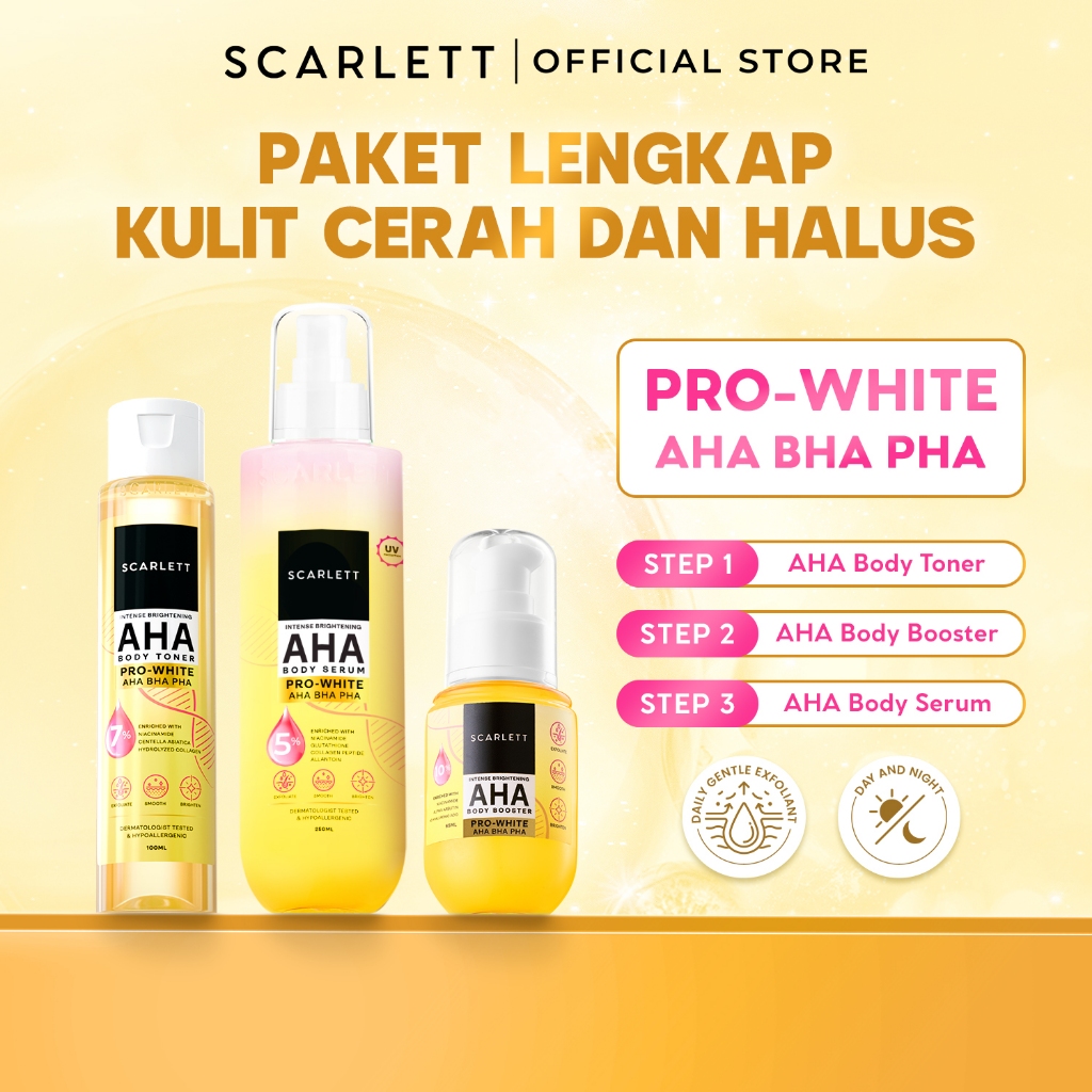 [NEW LAUNCH] SCARLETT Intense Brightening AHA Body Booster 10% AHA BHA PHA PRO-WHITE & AHA Body Seru