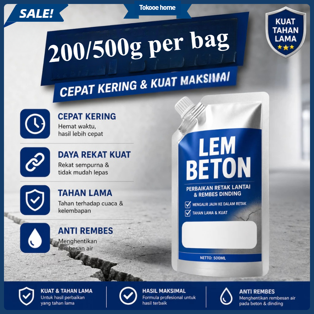 Lem Beton Silikon Cepat Kering – Anti Retak & Anti Bocor, Pengisi Celah Retak Beton – Anti Air, Muda