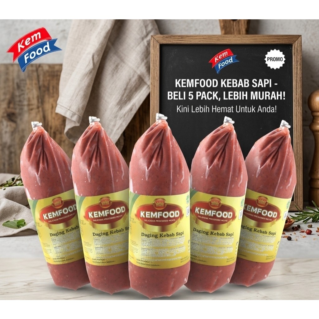 PAKET 5 PACK Kemfood Daging Sapi Kebab 500gr - Kemfood Kebab Daging SAPI 500gr
