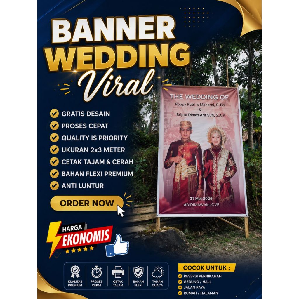 Banner pernikahan banner wedding 2 M X 3 M  ( BISA CUSTOM )