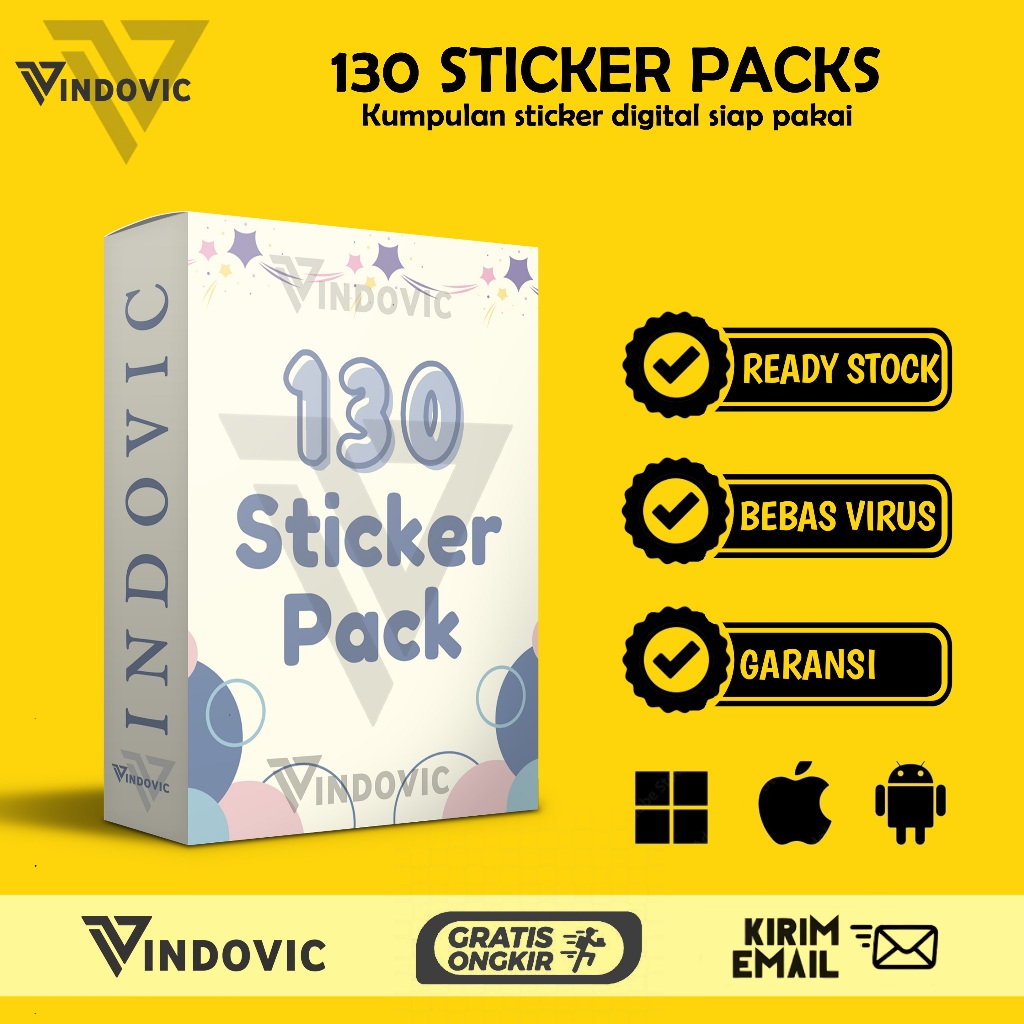[T0976] 130 Sticker Pack | Paket Stiker Lucu & Aesthetic untuk Konten & Desain