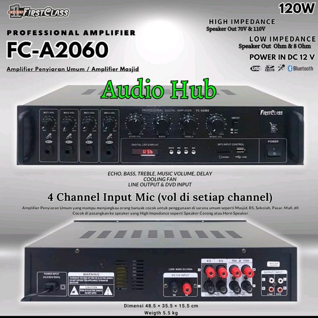 Amplifier Firstclass FC A2060 / FCA2060 / FC A 2060 120 Watt Ampli Firstclass FC A 2060 Original