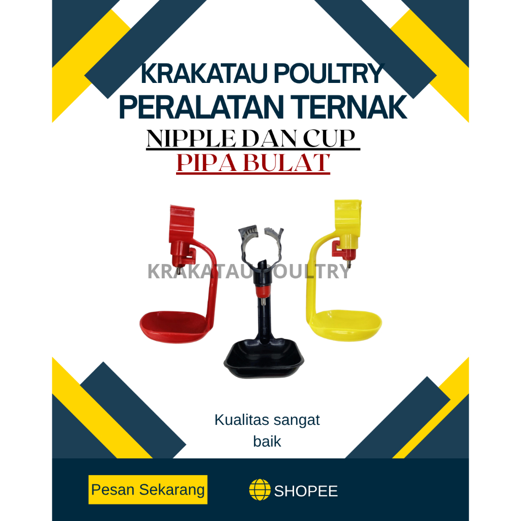 NIPLE BROILER NIPLE AYAM PIPA AIR 3/4 inchi BULAT - Tempat Minum Ayam Broiler (1 Set Komplit)