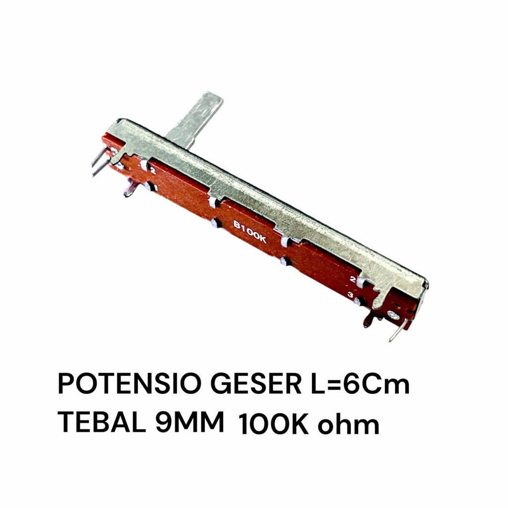 Potensio Geser Balance 6cm 3 pin W100K Mono Kaki 2-1 Slide 6 cm Mixer W104