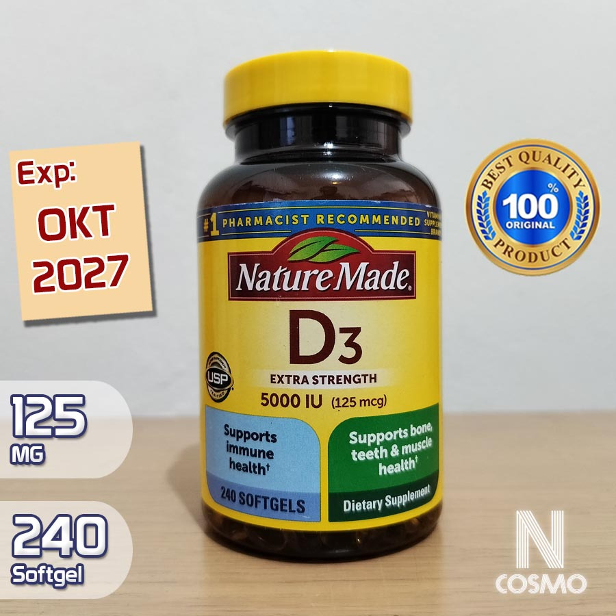 Nature Made Vitamin D3 Extra Strength 5000 IU 125 mg 240 Softgel NatureMade D3 5000IU 125MG