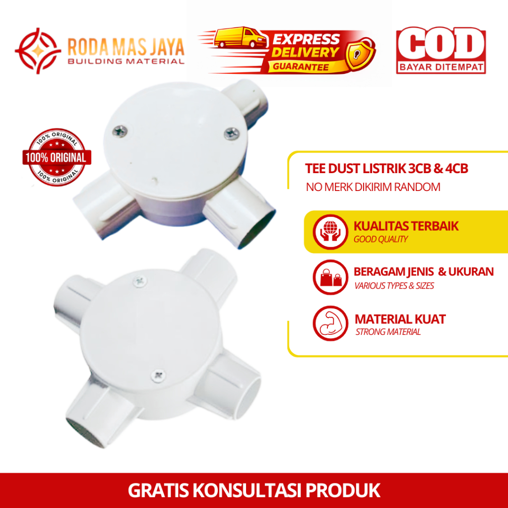 Tee Dus/Tee Doos Listrik/T-Dus 4 Cabang Putih Utama/T-Dus 3 Cabang Putih
