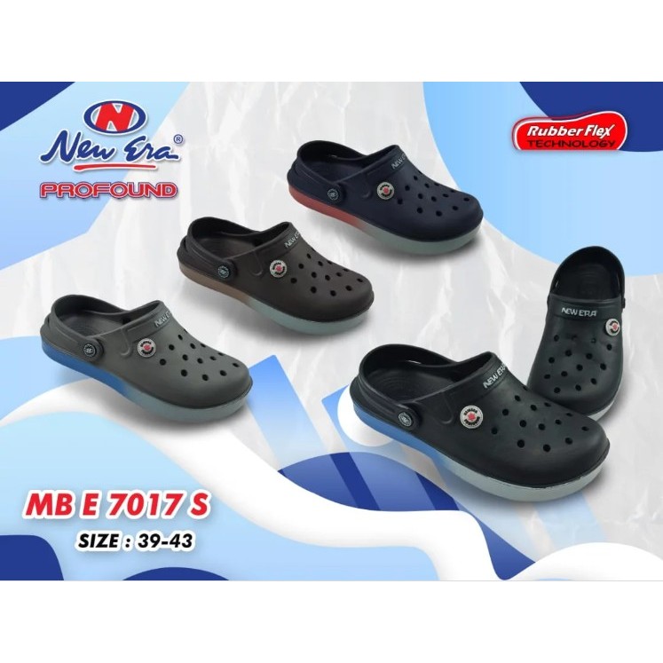 MB E 7017 S / REAL PIC Sandal Clog Baim Bakpao Karet Eva Pria New Era Nyaman Murah Terbaru / Uk 39-4