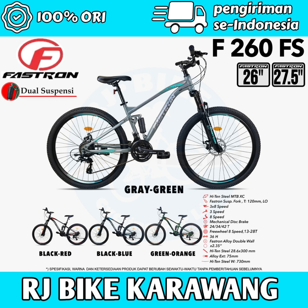 Sepeda Gunung MTB 26 27,5 FASTRON F 260 FS FULL SUSPENSION FORK DEPAN LOCKOUT