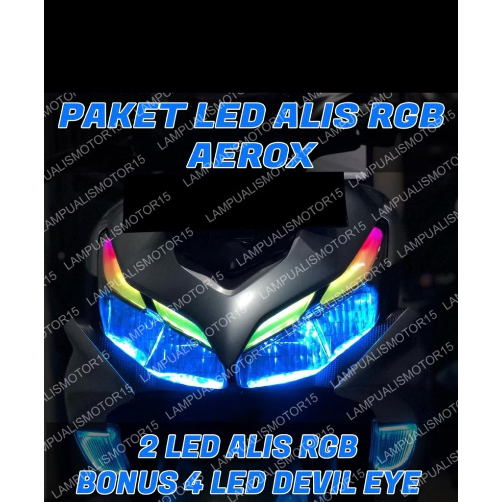 LAMPU ALIS RUNING RGB AEROX BONUS DEVIL EYE SIAP PAKAI LAMPU LED ALIS AEROX