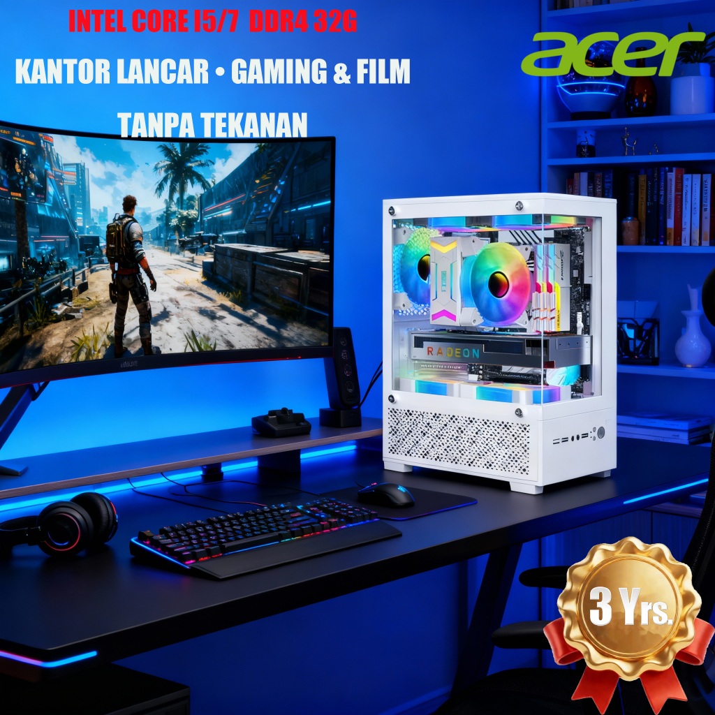 ACER intel i5/i7 PC Gaming full set 12-inti Pc gaming full set RTX3050VGA komputer desktop, kantor, 