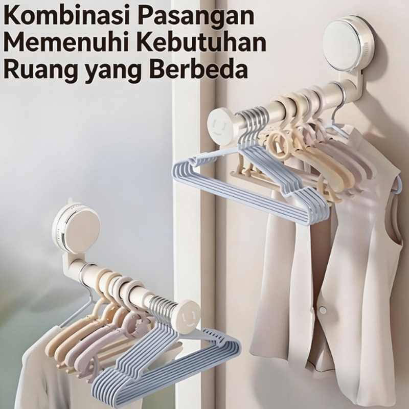 Gantungan pakaian dengan pengisap, alat penyimpanan multifungsi untuk rumah tangga, balkon, dinding,