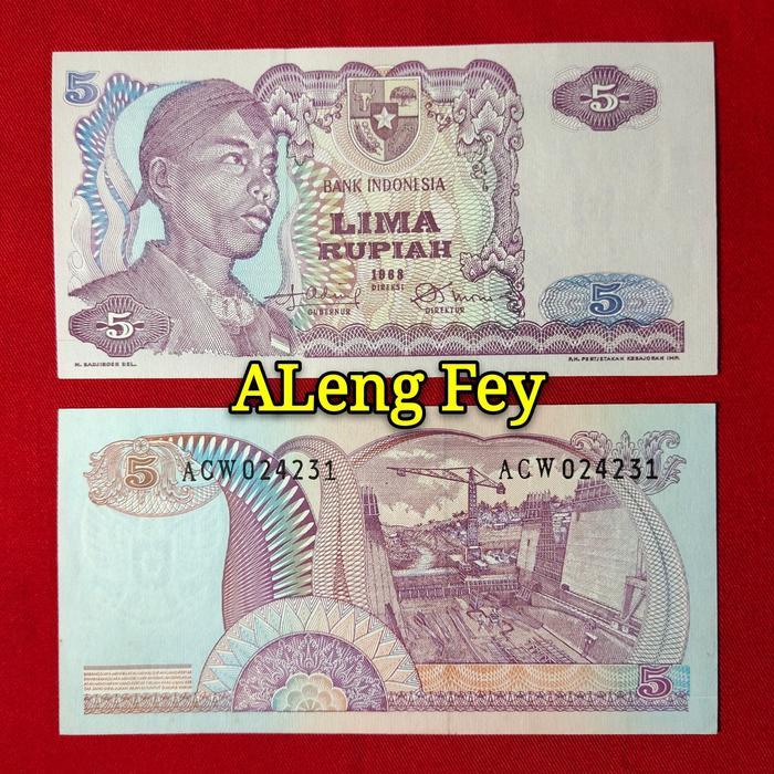 uang kuno lima rupiah sudirman. 5 rupiah seri sudirman tahun 1968