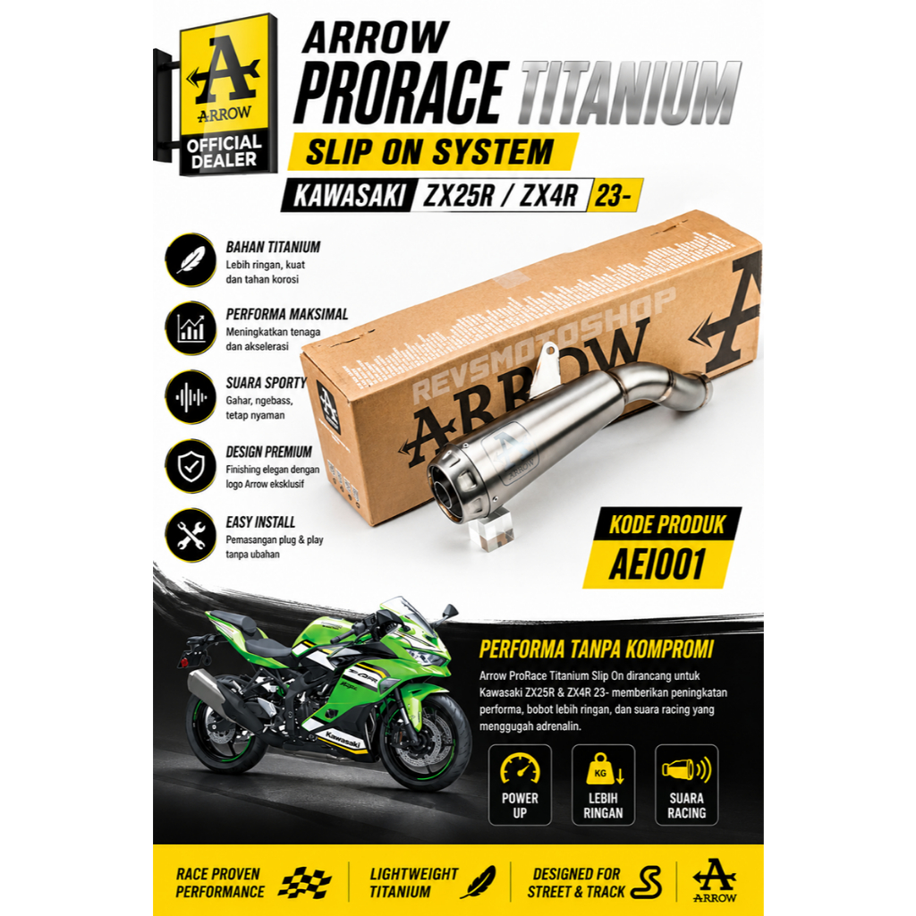 KNALPOT ARROW PRORACE PRO RACE KAWASAKI ZX25R ZX25RR ZX4R ZX4RR - ORI ITALY