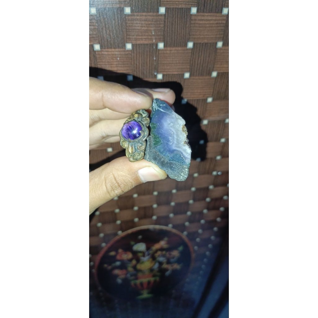 cincin kecubung dan bonus bahan batu