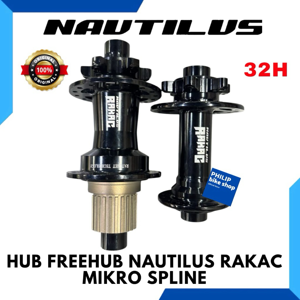 HUB FREEHUB SEPEDA NAUTILUS RAKAC 32H BOOST TA BLACK