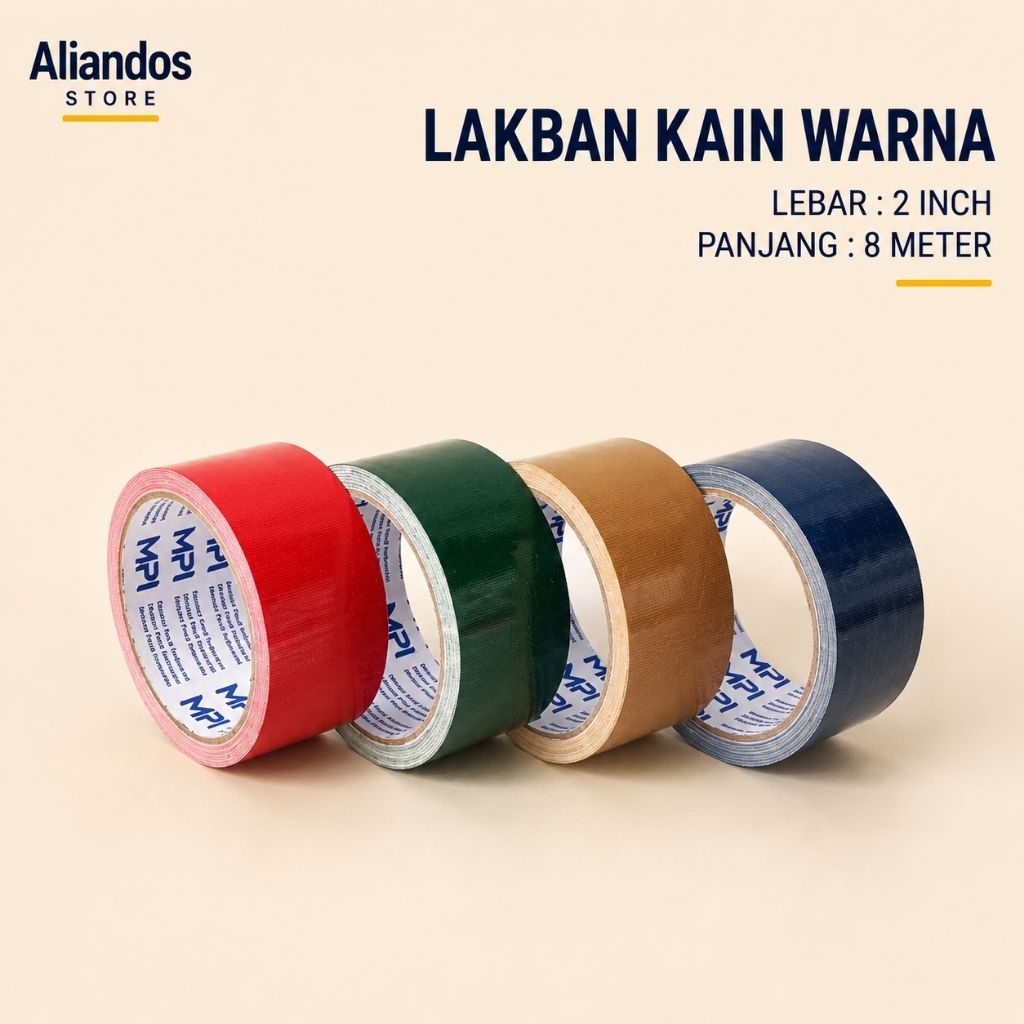 ( 1 pcs : 2 inch x 8 meter) Cloth tape lakban kain isolasi kain warna merah hijau biru kuning ungu c