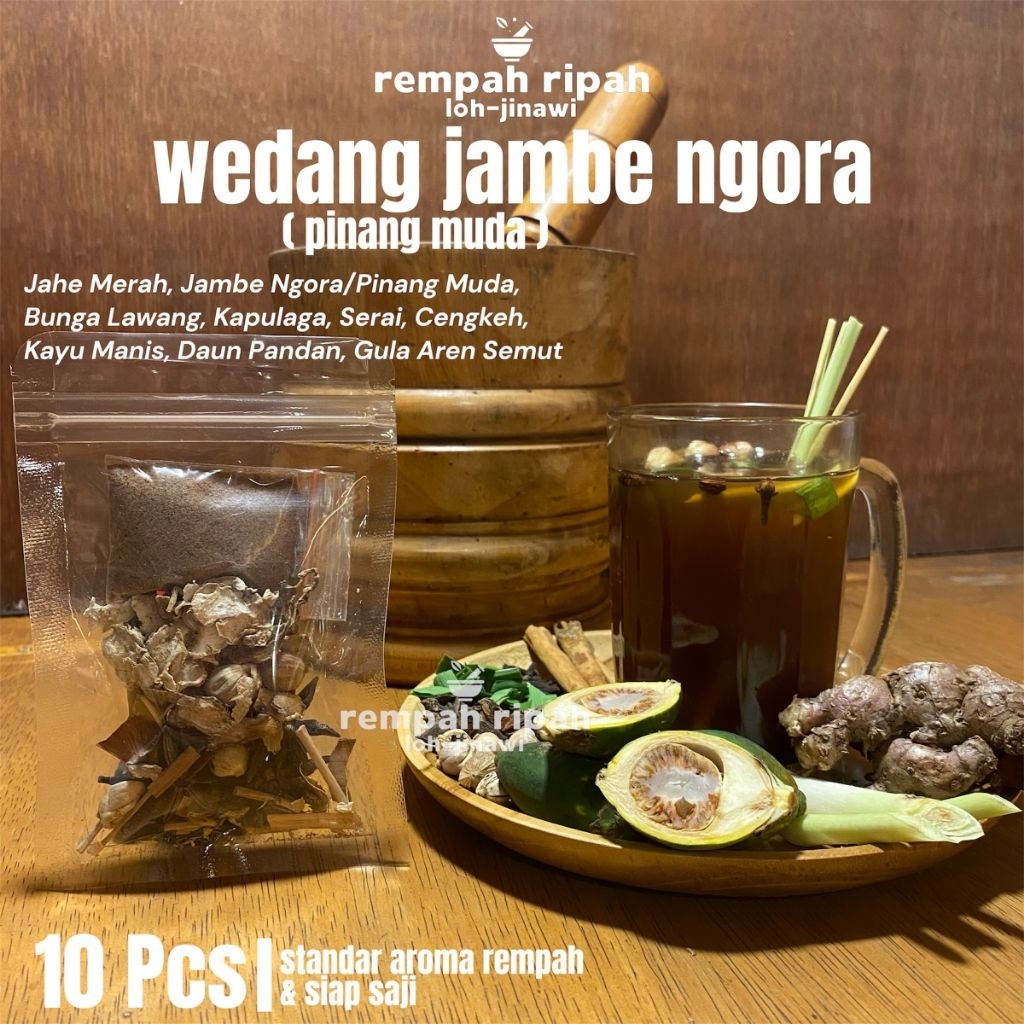 Wedang Jambe Ngora (Pinang Muda) Stamina Pria / Pinang Muda Siap Saji / Pinang Muda / Rempah Jamu Ku