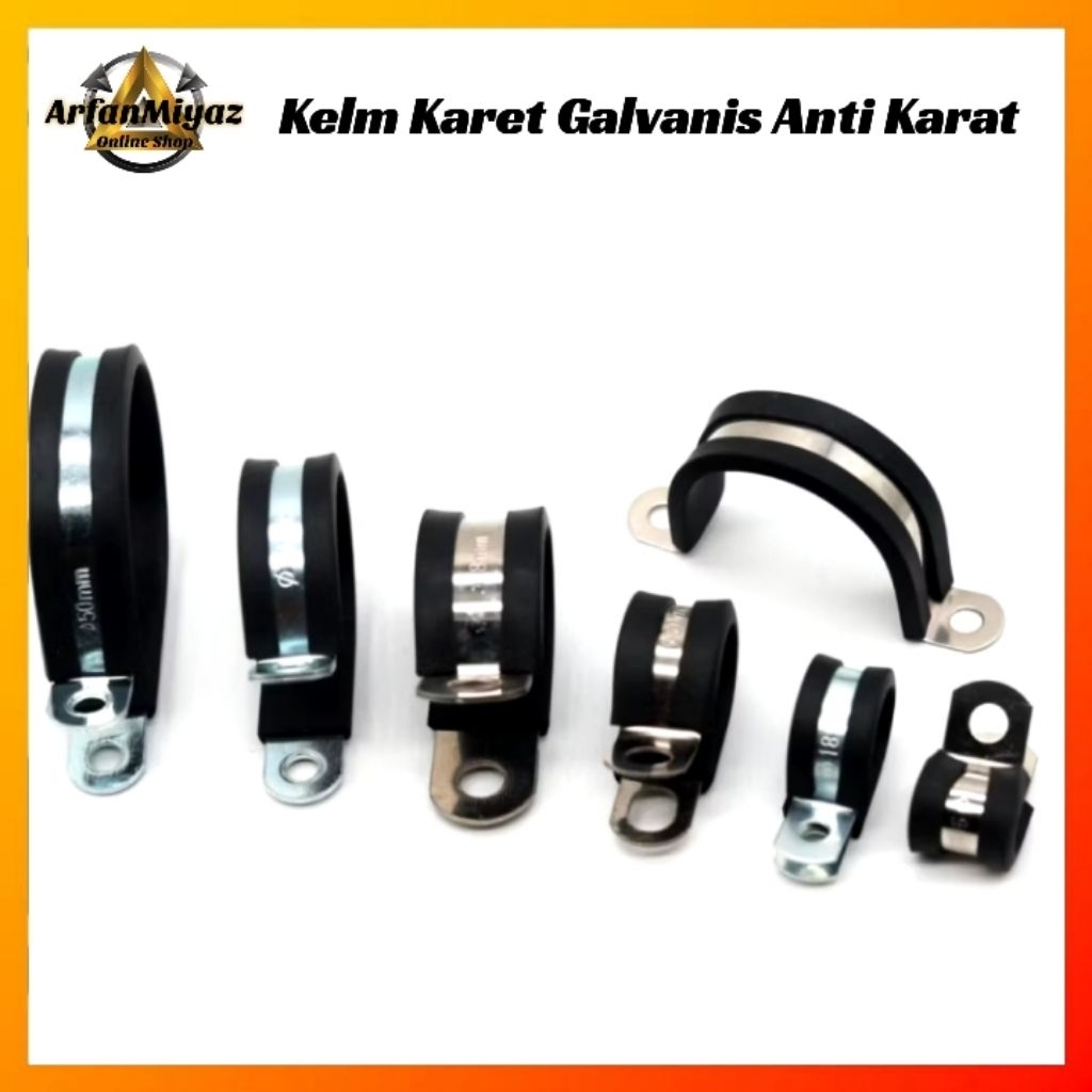 Klem Karet / Rubber Clip Galvanis 20 25 32 42 50mm Klem Pipa Insulator Klem Pipa Knalpot