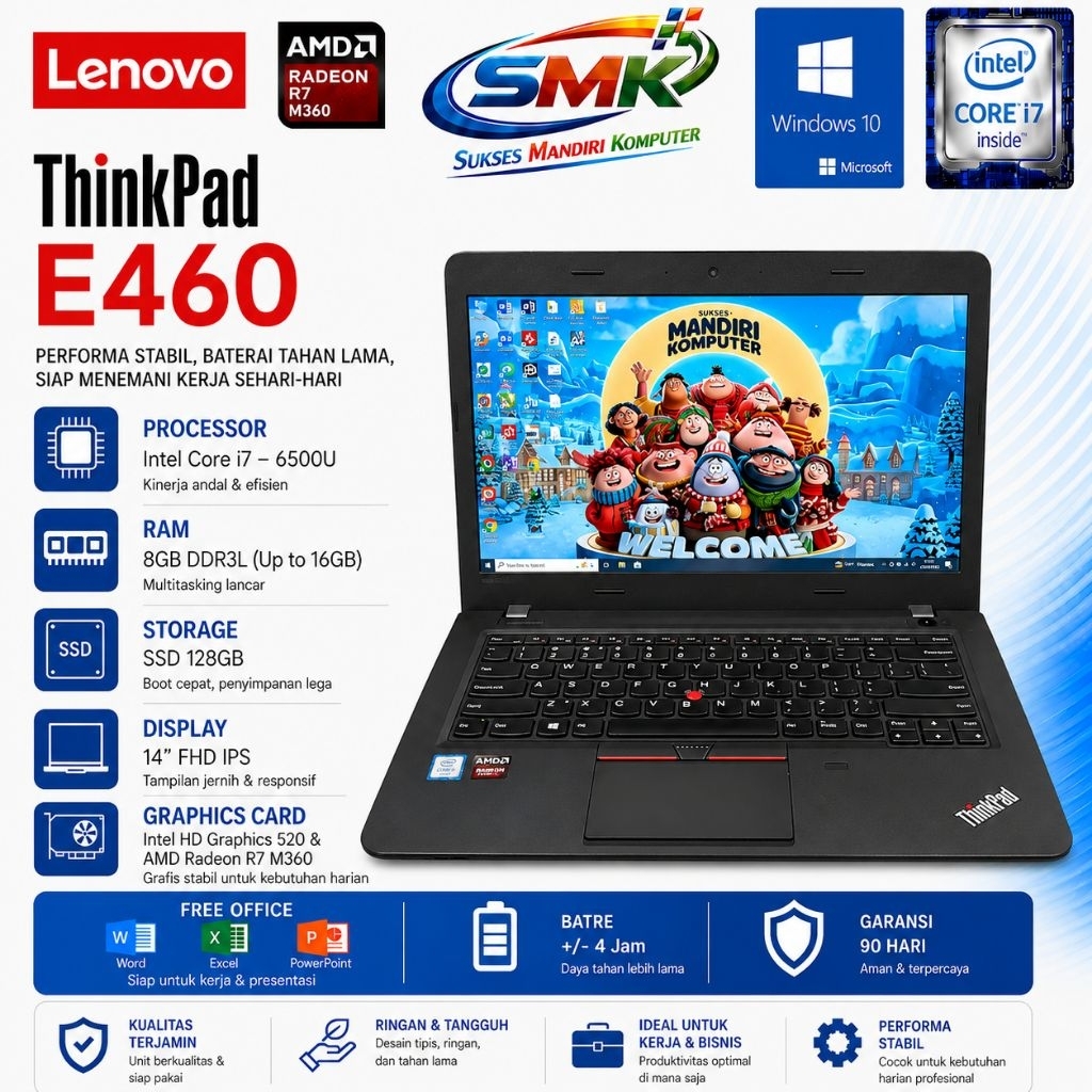 Laptop Lenovo Thinkpad E460 | Core i7 gen 6 | Dual VGA | FHD IPS