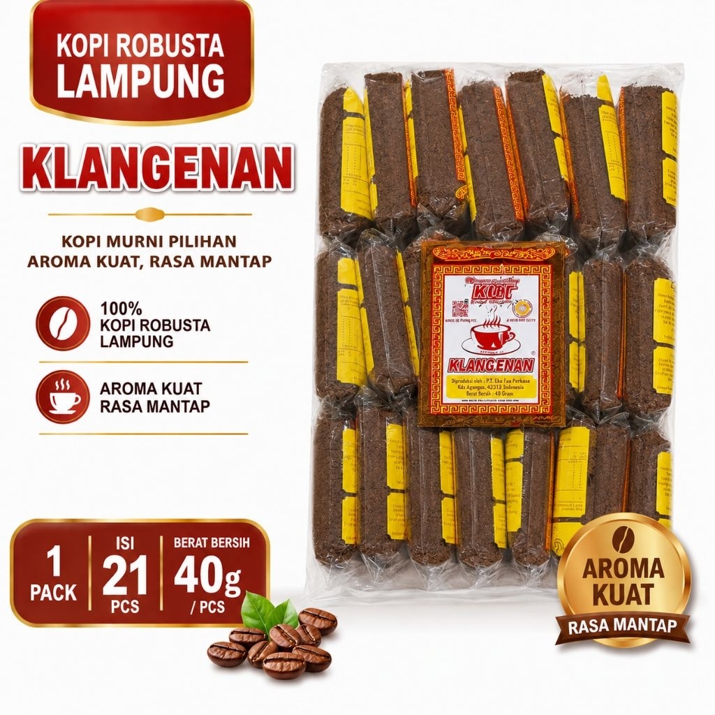 Kopi Bubuk Robusta Lampung Klangenan 1 Pack Isi 21 Sachet x 40gr | Kopi Tubruk Asli Lampung