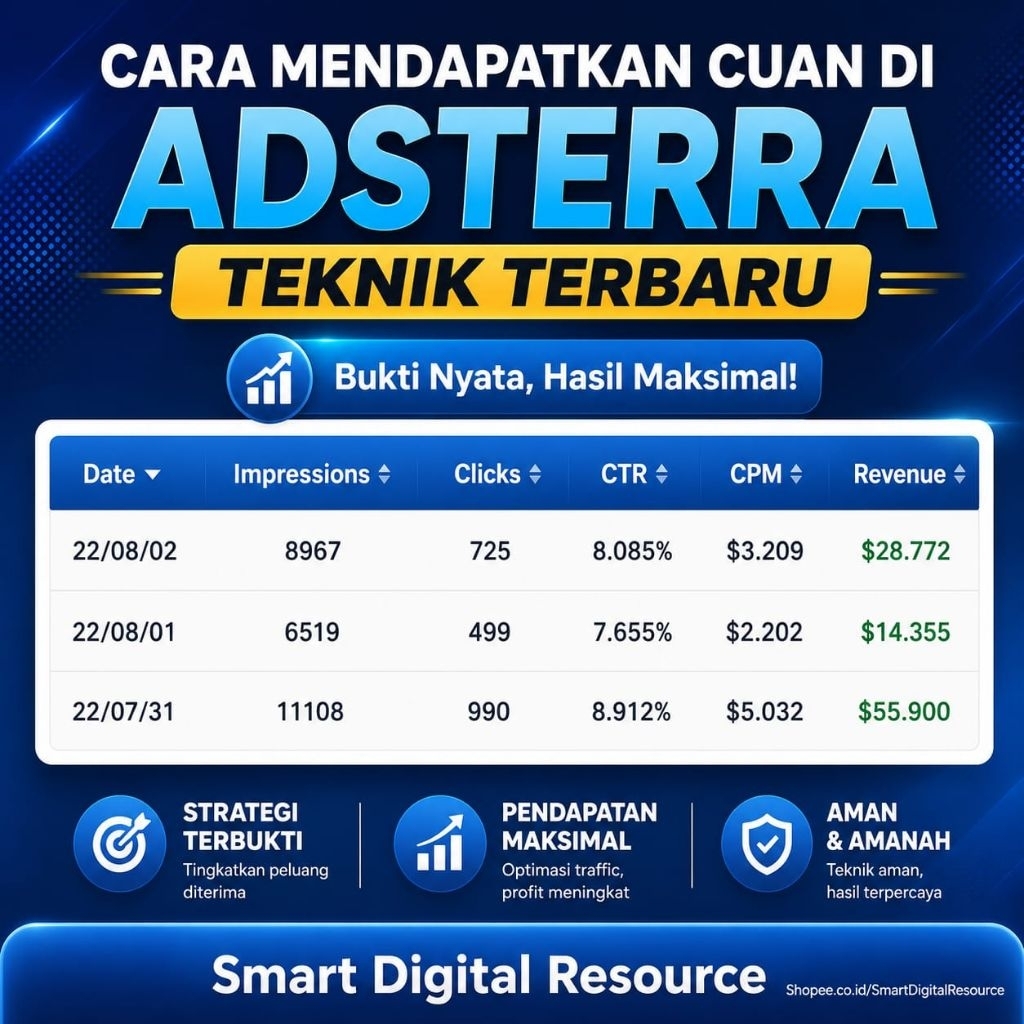TUTORIAL CUAN TERBARU ADSTERRA