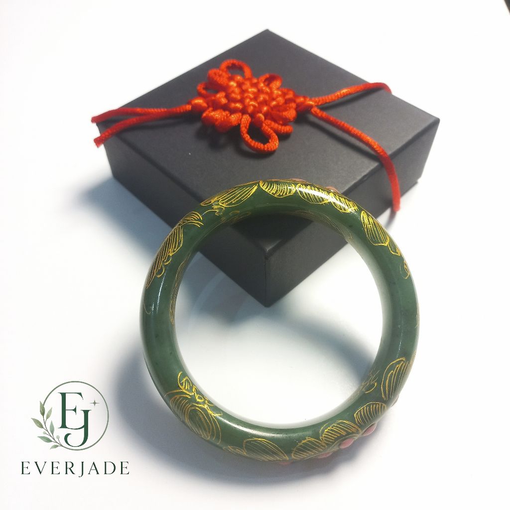 Gelang Bangle Giok Hetian Asli Natural Jade include Sertifikat