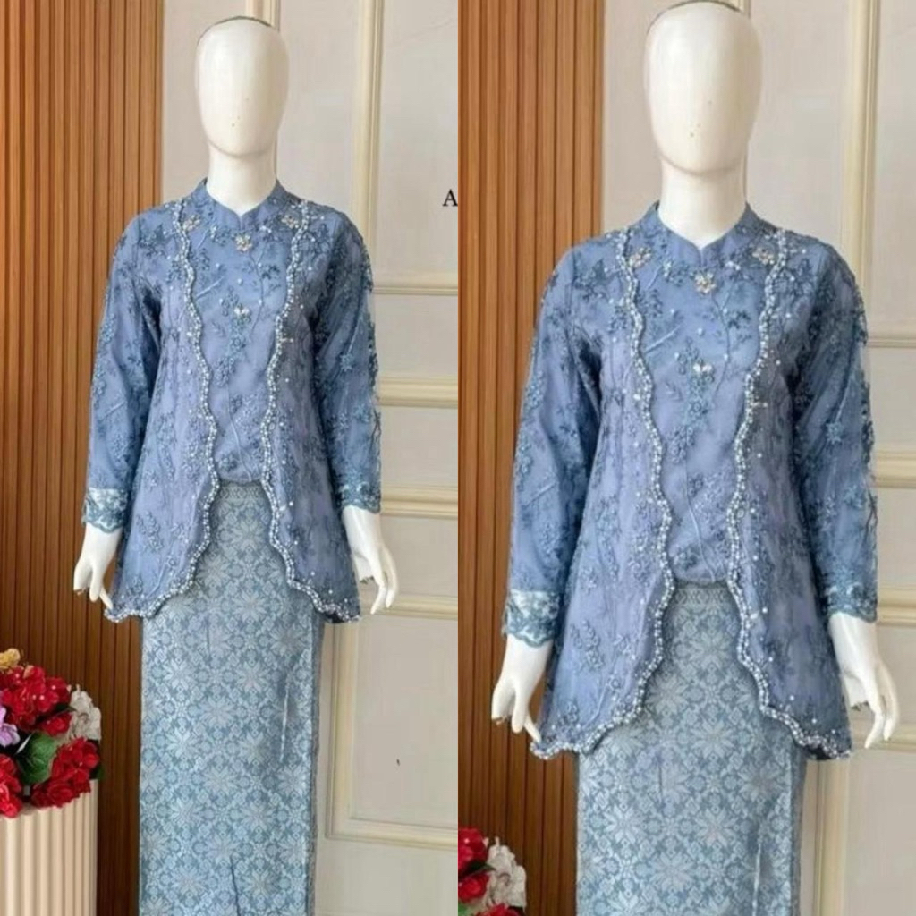 Set Kebaya Aqella - Kebaya Payet Modern - Baju Kebaya Wisuda Modern - Kebaya Pesta Modern - Kebaya L