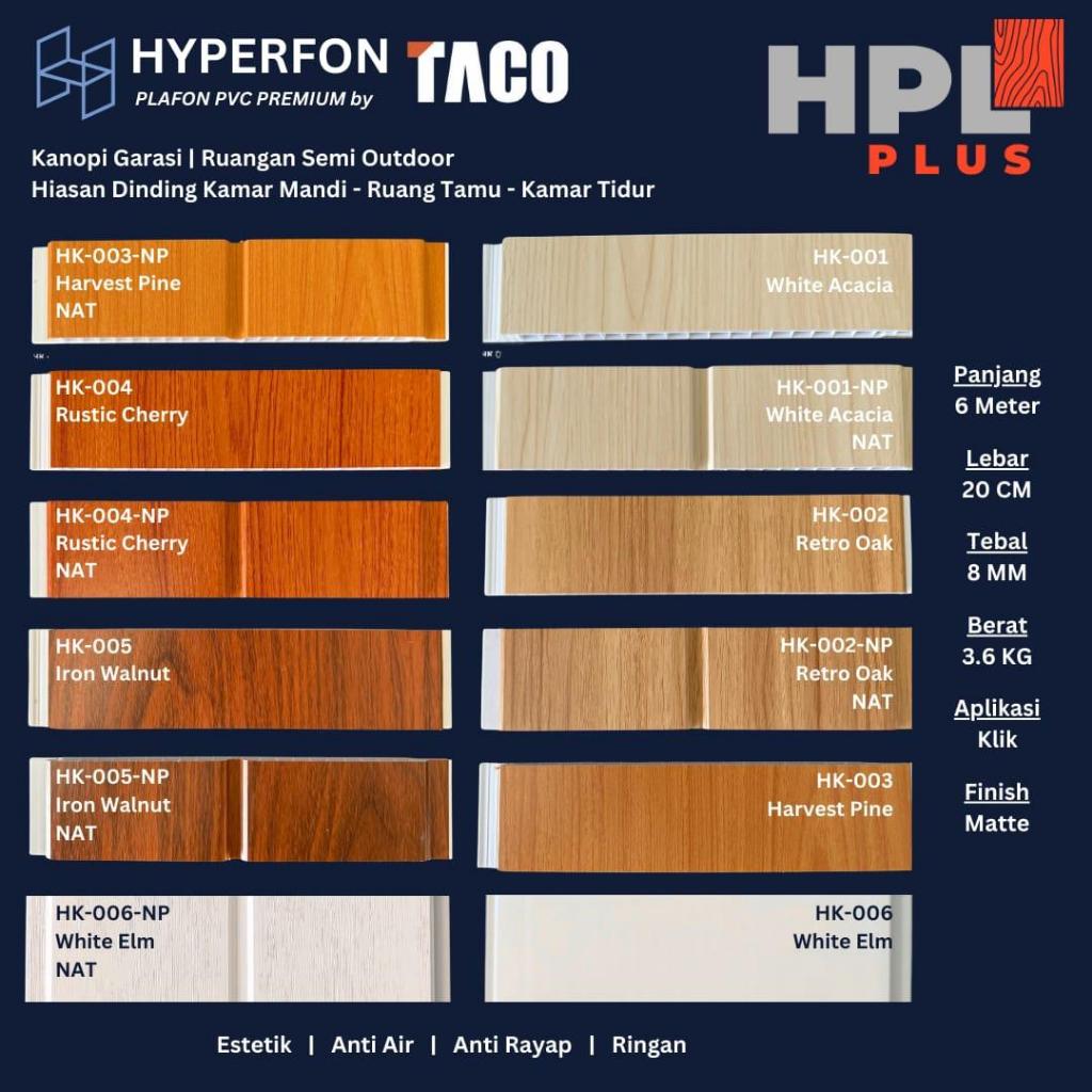 TACO Hyperfon Plafon PVC  - 6 Meter | Plafon PVC Serat Kayu Doff Tebal 8mm