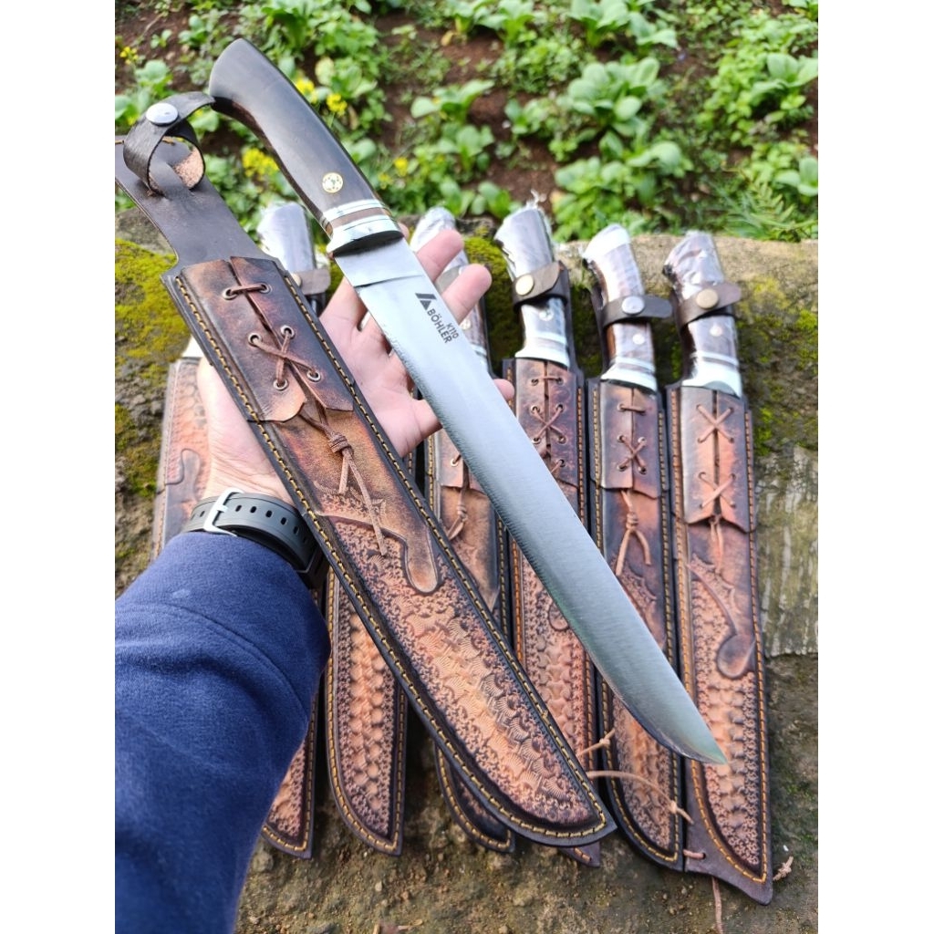 PISAU Sembelih Baja Bohler k110 | Kulit Asli | 30 cm | Super Tajam