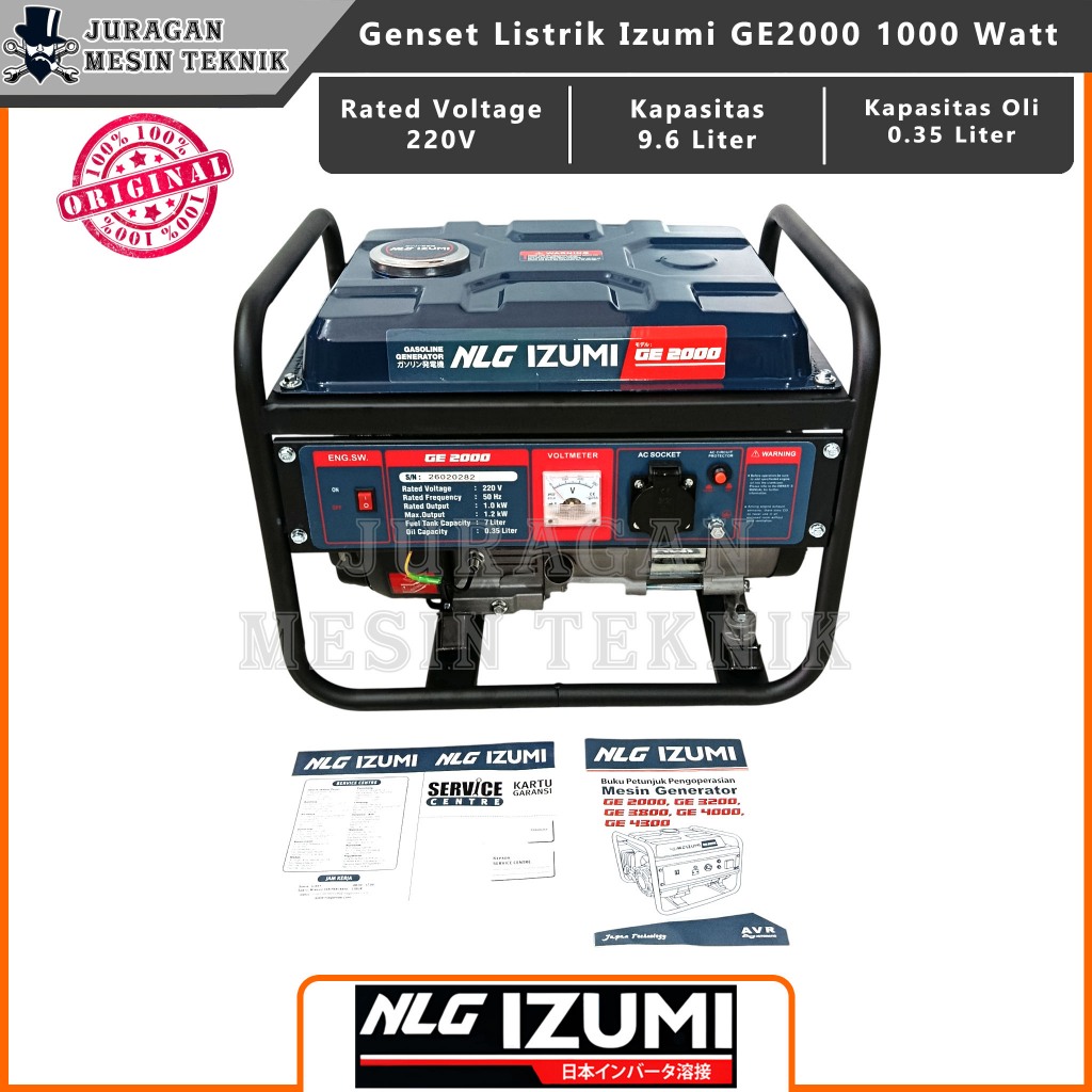 Genset Listrik Izumi GE2000 1000 Watt Mesin Genset