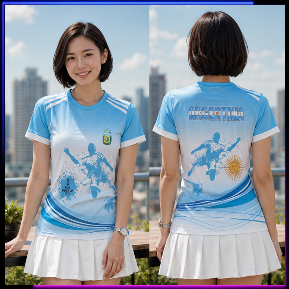 Jersey Argentina - Baju Suporter Timnas Argentina Wanita - Kaos Argentina Custom