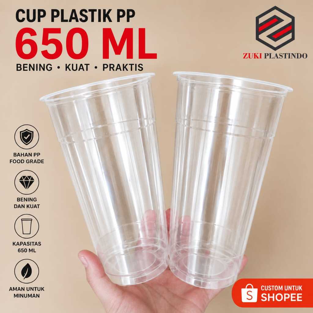 Gelas Cup Plastik Datar 22oz Starindo Tebal 9,5gram