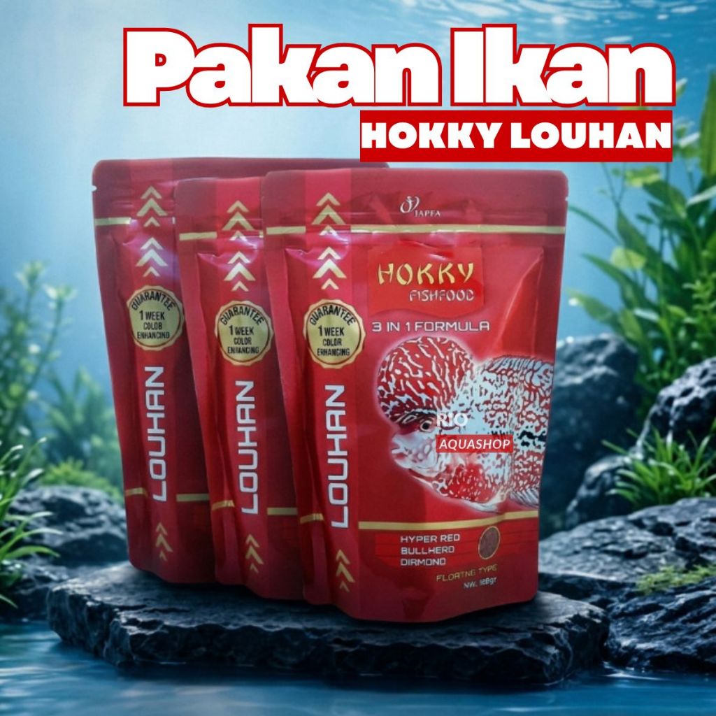 HOKKY LOUHAN SUPER COLOR / HOKKY LOUHAN 3in1 / 100gr / pakan ikan louhan