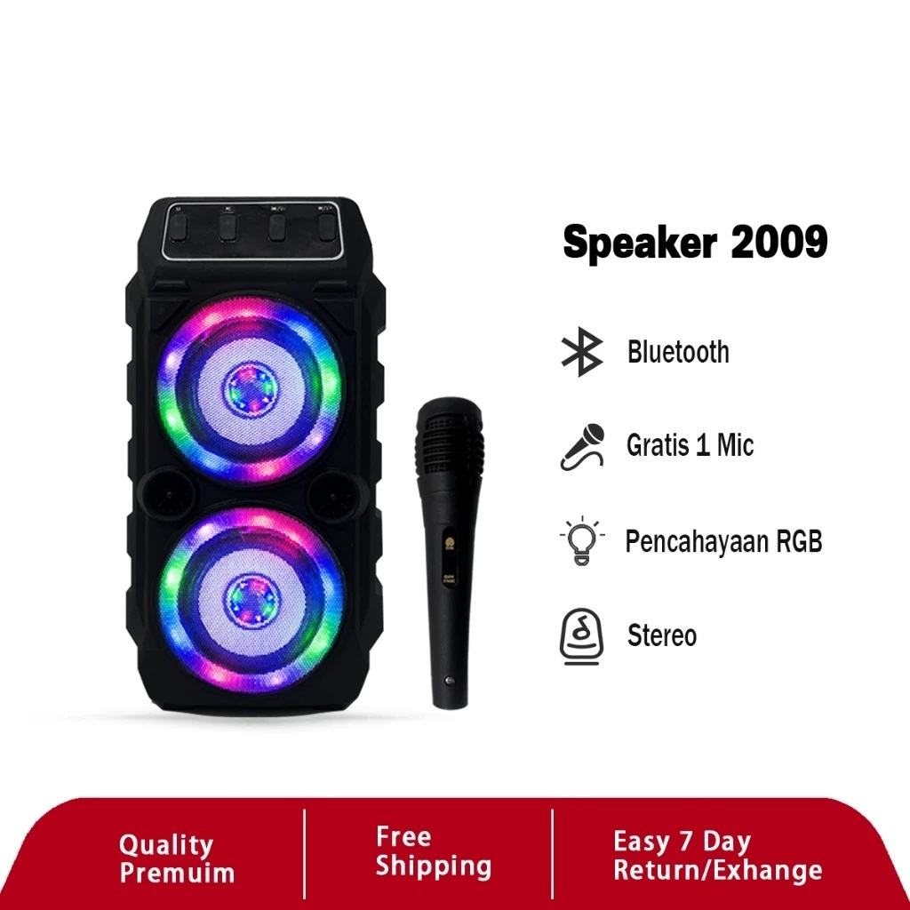 Speaker Bluetooth Microphone Karaoke Speaker Bluetooth SQRS-2009 MAX Led Rgb Plus Mic Karaoke