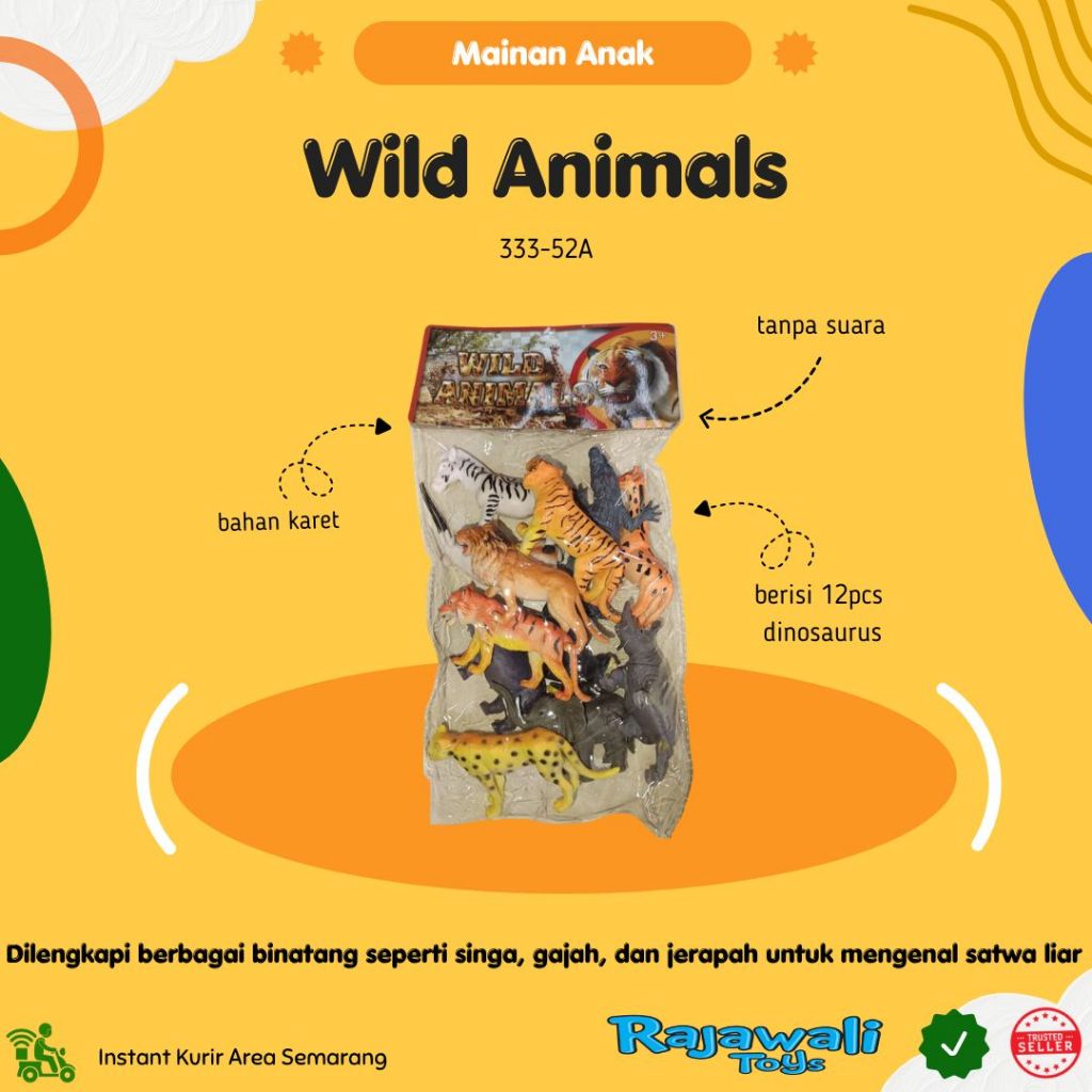 WILD ANIMALS 333-52A / MAINAN HEWAN KARET / TOKO MAINAN RAJAWALI