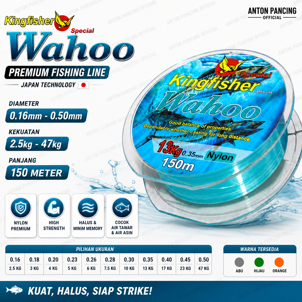 Senar Pancing Golden Fish KINGFISHER WAHOO 150m Japan Line semua ukuran