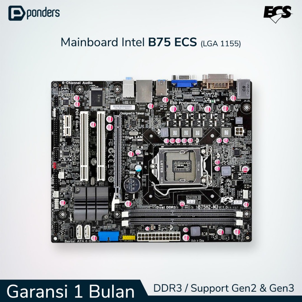 Mainboard Intel ECS B75 LGA 1155 DDR3 Support Gen3