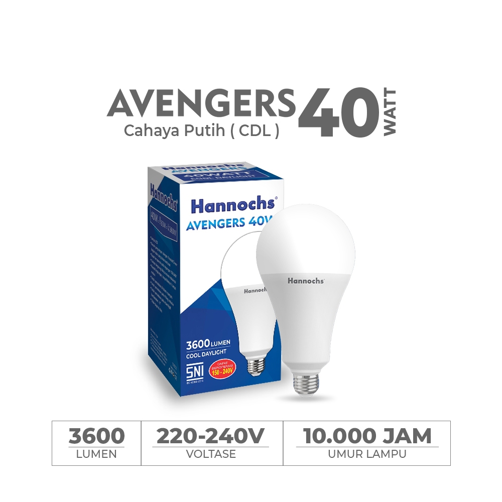 Hannochs Lampu Bohlam LED Avengers 40W/50W Cahaya Putih
