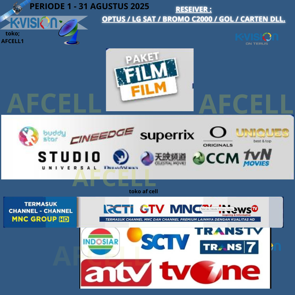 Paket Film K-Vision Bromo Cartenz Gardiner Olahraga Film Lengkap Otomatis Aktif 6bulan