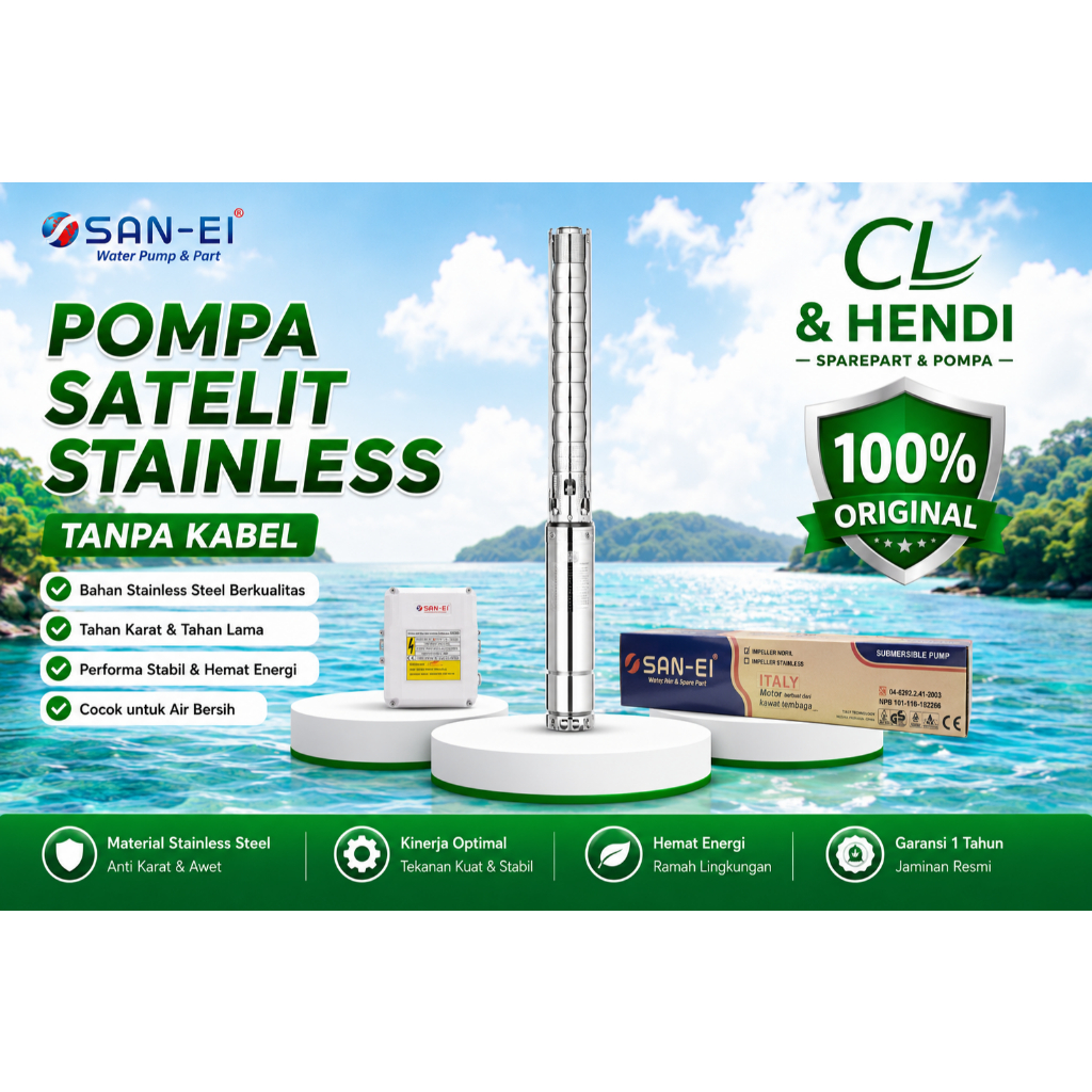 San Ei Pompa Air Satelit 4 inch 1 HP Stainless / Pompa Submersible San Ei