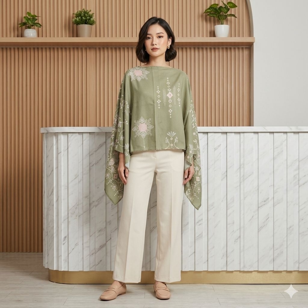 BLOUSE MODEL KALONG ATAU KELELAWAR LANSUNG PAKAI BISA DIADJUST BAJU BATIK WANITA MODEL KOREA LENGAN 