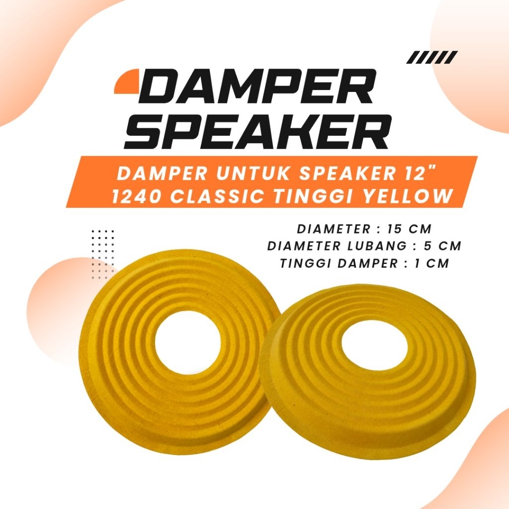 Surya Agung Damper Speaker 12inch tinggi 1240 classic Yellow dumper demper diameter luar 15cm lubang