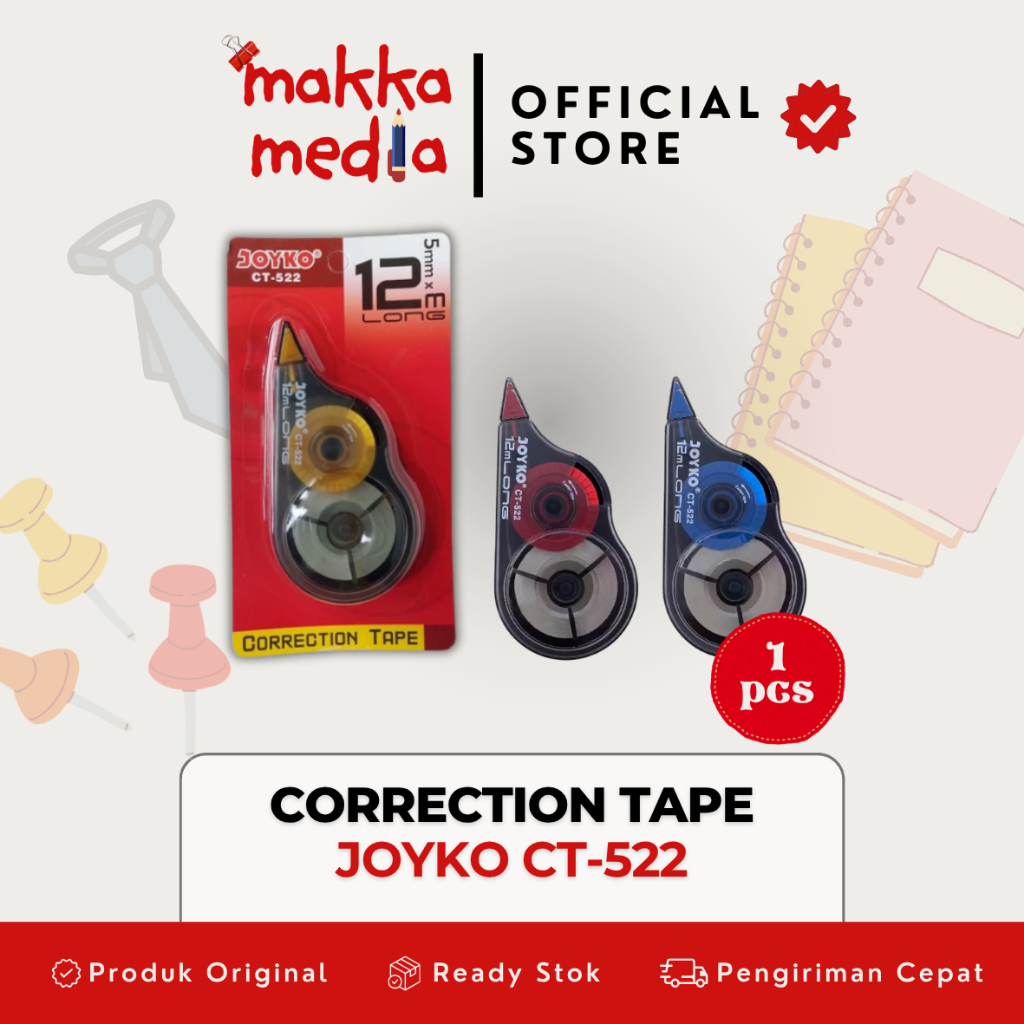Corection Tape Roll Tip Ex Kertas Joyko 12 M CT-522 (satuan)