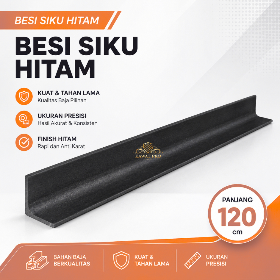 Besi Siku Hitam Besi Hollow Galvanis Baja Panjang 120cm 3x3cm 4x4cm | Kualitas Terbaik Termurah | Ku