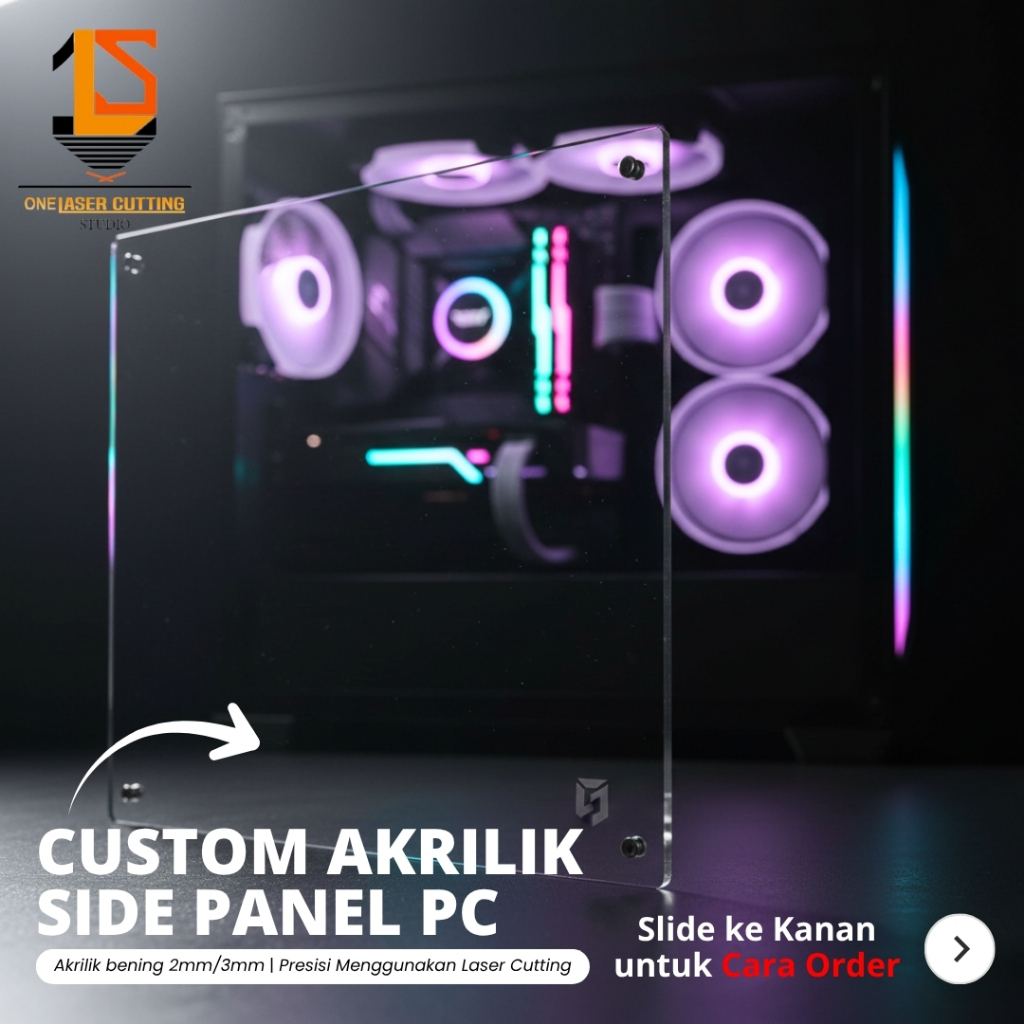 Tutup Casing PC / Komputer Gaming Custom Bahan Akrilik Transparan Akrilik Side Panel Case PC