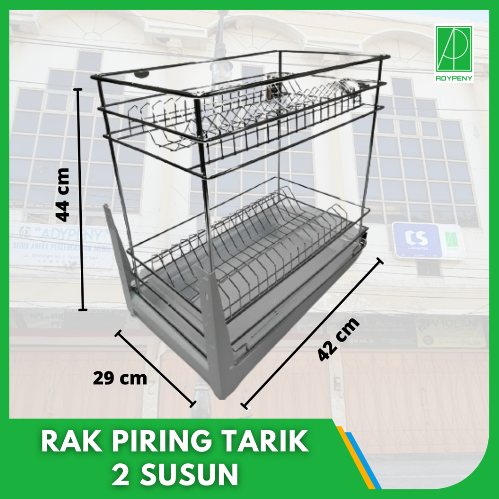 Rak Piring Bawah Tarik Chrome Stainless Kitchen Set Dapur 2 Susun / rak piring murah / rak tarik kit