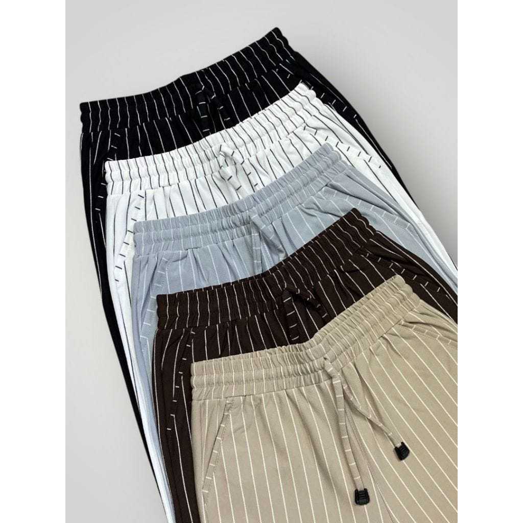 Celana Kulot Pinstripe Wanita Kulot Strip Wanita Bahan Katun Premium Halus Lembut Ootd Simple