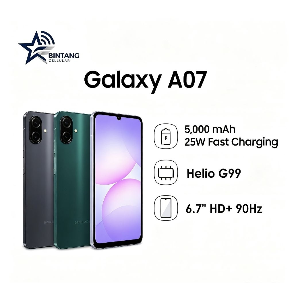 HP SAMSUNG GALAXY A07 4/64 GB - SAMSUNG A07 RAM 4GB ROM 64GB GARANSI RESMI