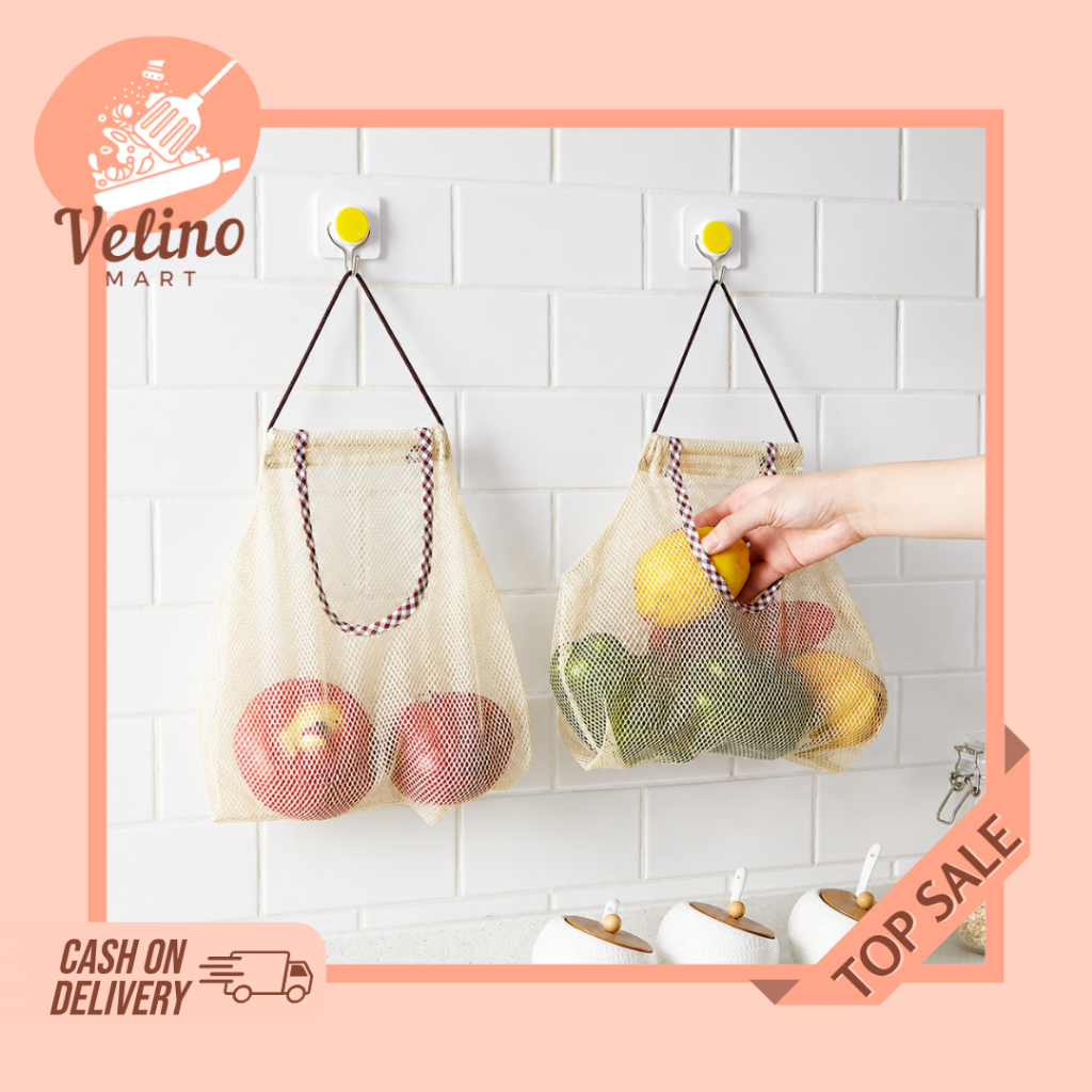 Tas Jaring Belanja Kantong Sayur Bawang Tas Keranjang Buah Tas Jaring Belanja Warna Kream